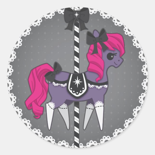Carousel Pony – Gothic Lolita Classic Round Sticker (Front)