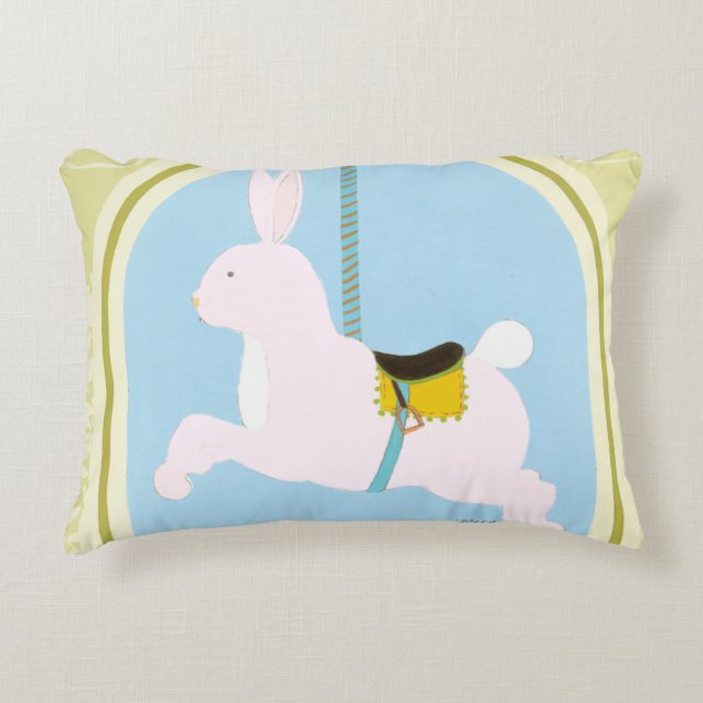 Carousel Rabbit by June Erica Vess Decorative Cushion (Front)