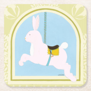 Carousel Rabbit by June Erica Vess Square Paper Coaster