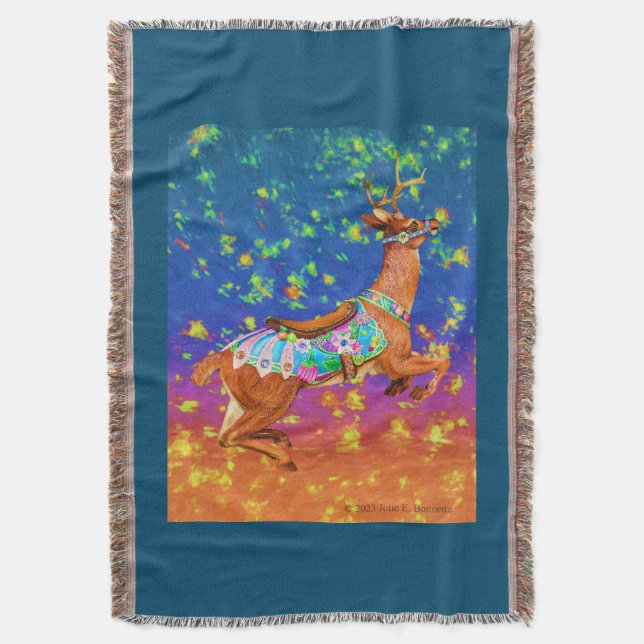 Carousel Stag Throw Blanket (Front Vertical)