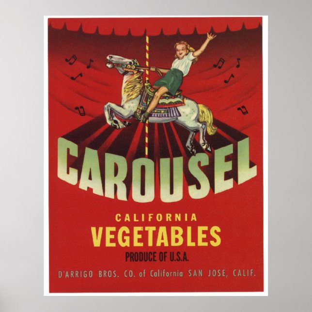 Carousel Vintage Old Vegetables Crate Labels Poster (Front)