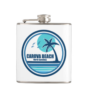 Carova Beach North Carolina Palm Tree Birds Hip Flask