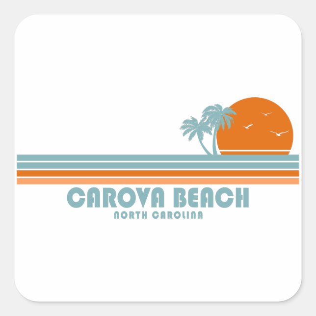 Carova Beach North Carolina Sun Palm Trees Square Sticker (Front)