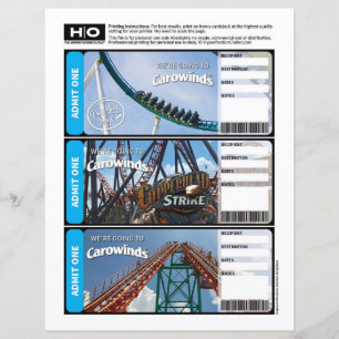 Carowinds Mock Ticket for Travel and Events