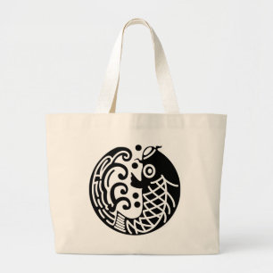 Carp and wave large tote bag