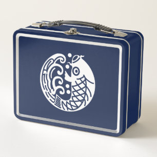 Carp and wave metal lunch box