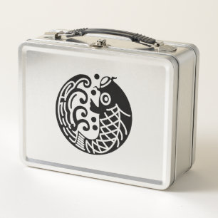 Carp and wave metal lunch box