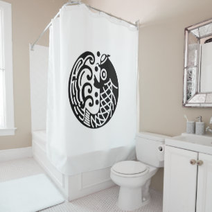 Carp and wave shower curtain