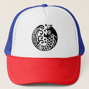 Carp and wave trucker hat