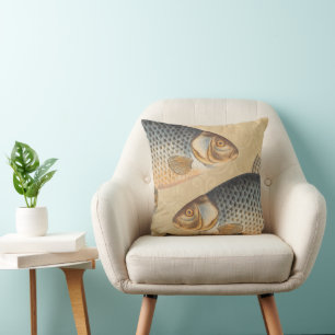 Carp fish fishing painting freshwater drawing cushion