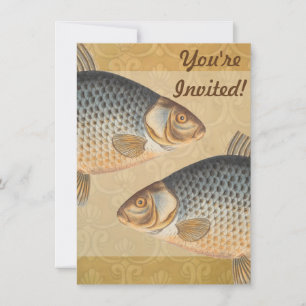 Carp fish fishing painting freshwater drawing  invitation