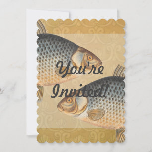 Carp fish fishing painting freshwater drawing  invitation