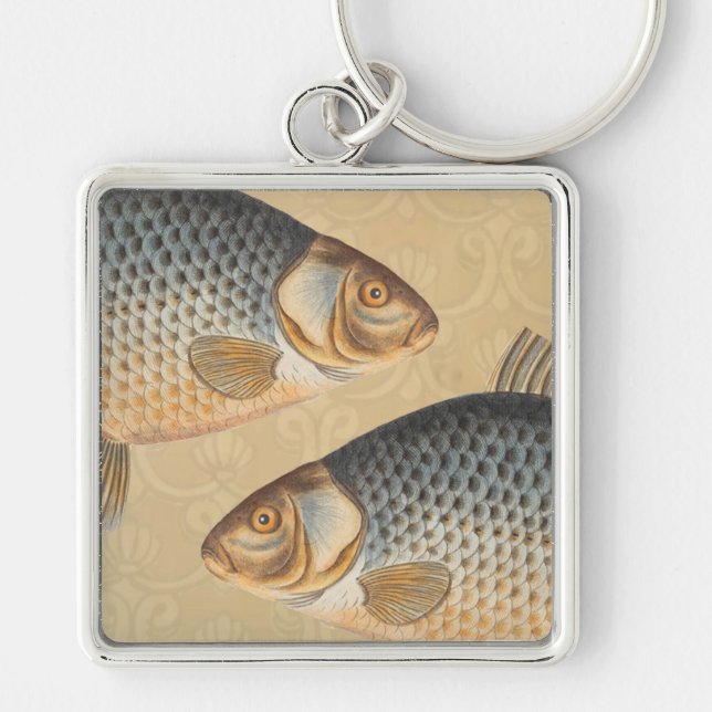 Carp fish fishing painting freshwater drawing  key ring (Front)