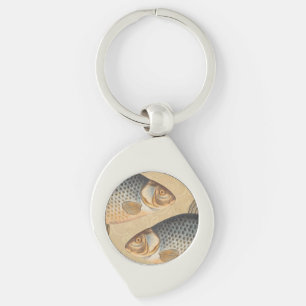 Carp fish fishing painting freshwater drawing  key ring
