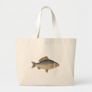Carp fish fishing painting freshwater drawing large tote bag