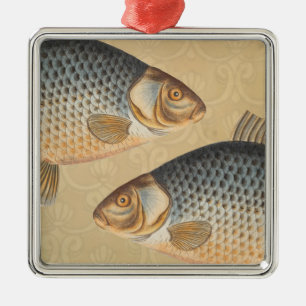 Carp fish fishing painting freshwater drawing metal tree decoration