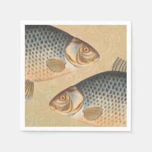 Carp fish fishing painting freshwater drawing  napkin