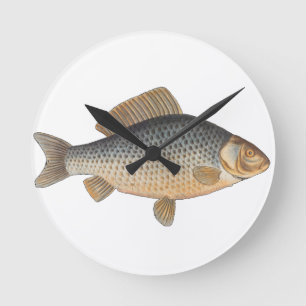 Carp fish fishing painting freshwater drawing  round clock