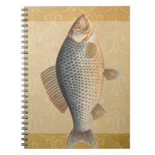Carp fish fishing painting freshwater drawing spiral notebook
