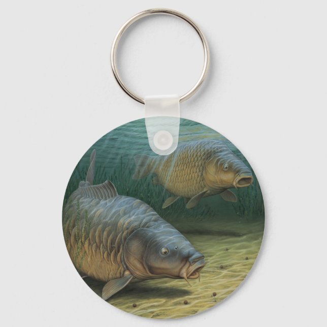 Carp Fishing Two Carp Key Ring (Front)