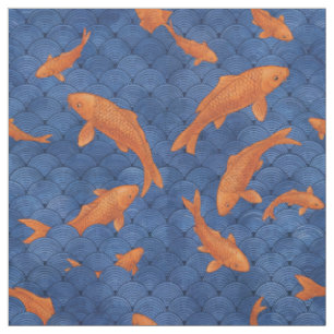 Carp In An Art Deco Ocean Fabric