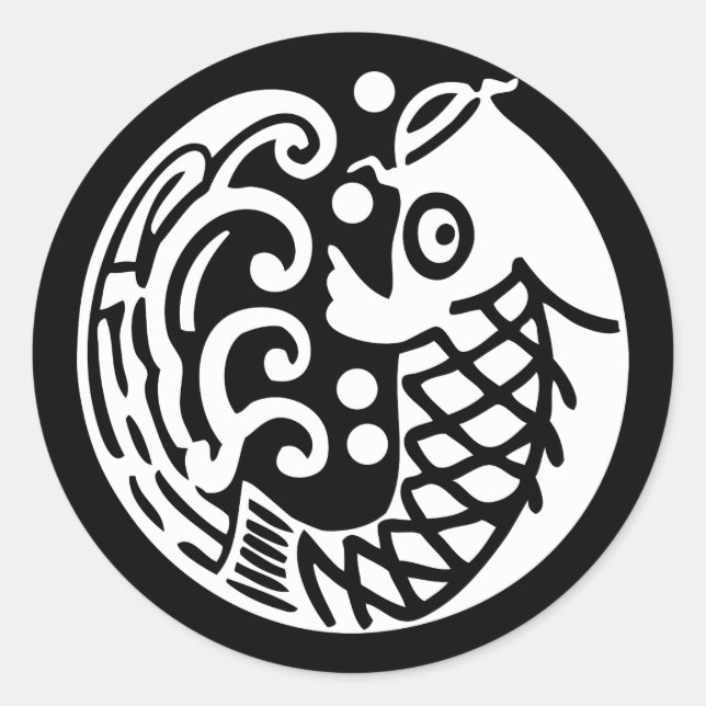 Carp in waves classic round sticker (Front)