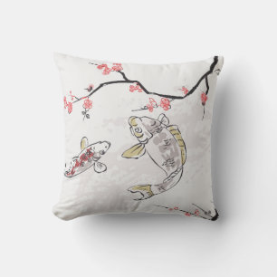 carp koi fish nature landscape view sketch illustr cushion