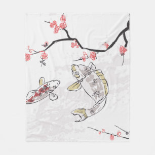 carp koi fish nature landscape view sketch illustr fleece blanket