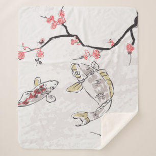 carp koi fish nature landscape view sketch illustr sherpa blanket