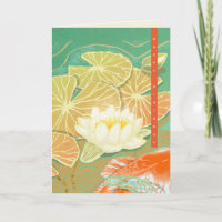 Carp Koi Fish Water Lily Pond Greeting Card