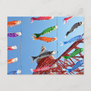 Carp Streamers (Koinobori) at Tokyo Tower Postcard