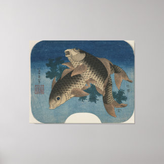 Carp Swimming by Water Weeds – Canvas Print