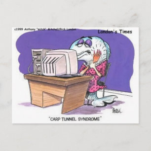 Carp Tunnel Syndrome Funny Cartoon Gifts & Tees Postcard