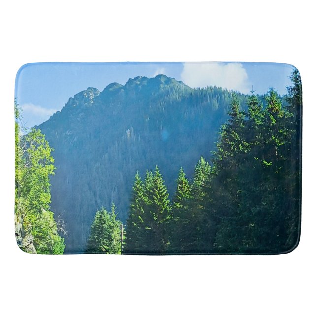 Carpathian Forest Road – Romania Mountain Print Bath Mat (Front)