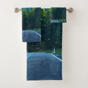 Carpathian Forest Road – Romania Mountain Print Bath Towel Set