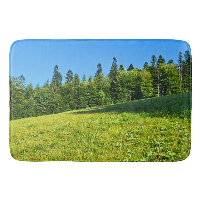 Carpathian Green Meadow – Romania Mountain Print Bath Mat (Front)
