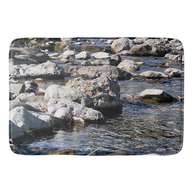Carpathian Mountain River – Romania Nature Print Bath Mat (Front)