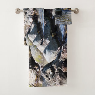 Carpathian Mountain River – Romania Nature Print Bath Towel Set