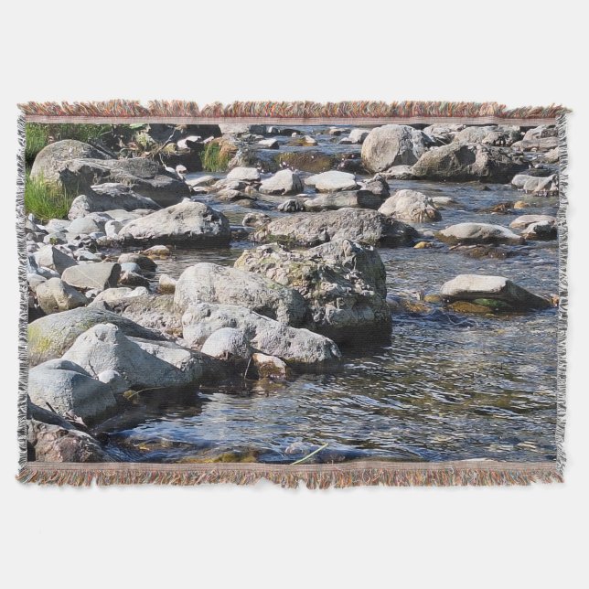 Carpathian Mountain River – Romania Nature Print Throw Blanket (Front)