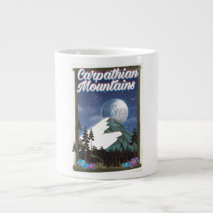 Carpathian Mountains Travel poster Large Coffee Mug