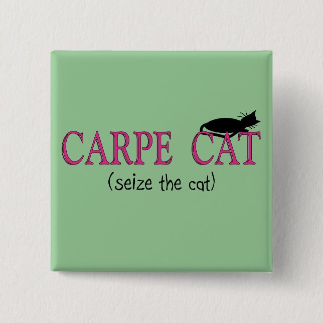 Carpe Cat (Seize The Cat) Gifts 15 Cm Square Badge (Front)