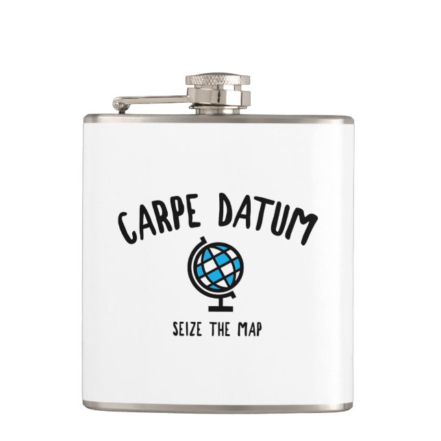 Carpe Datum Seize The Map Hip Flask (Front)