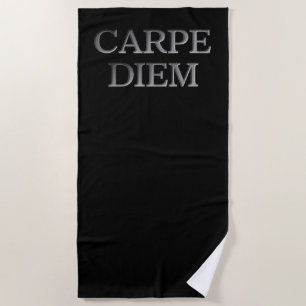 Carpe Diem black beach towel