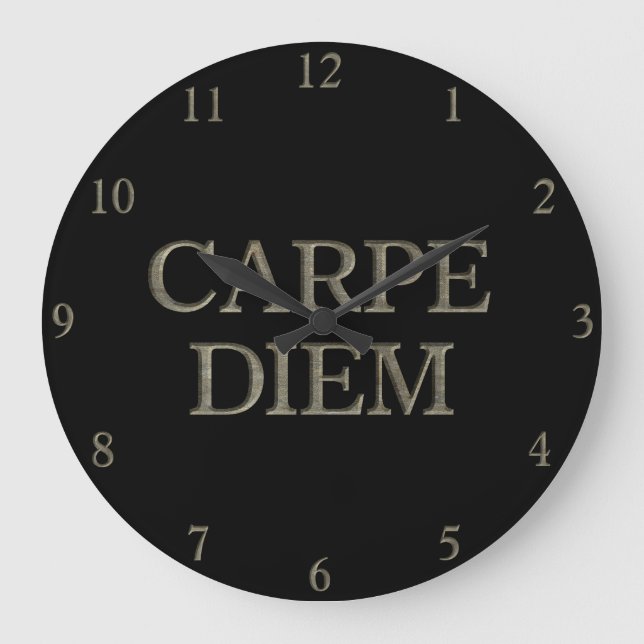 Carpe Diem black wall clock (Front)