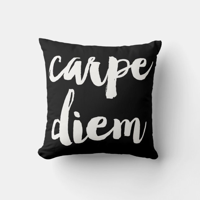 Carpe Diem Brush Typography Statement Pillow (Front)