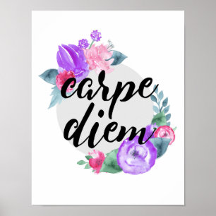 Carpe Diem - Flower - White Poster