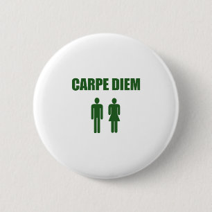 Carpe Diem (green text boy & girl) 6 Cm Round Badge