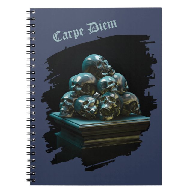Carpe Diem. Group of metallic skulls Notebook (Front)