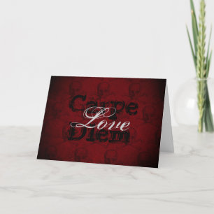 Carpe Diem Love Skull n Crossbones Valentine's Day Holiday Card
