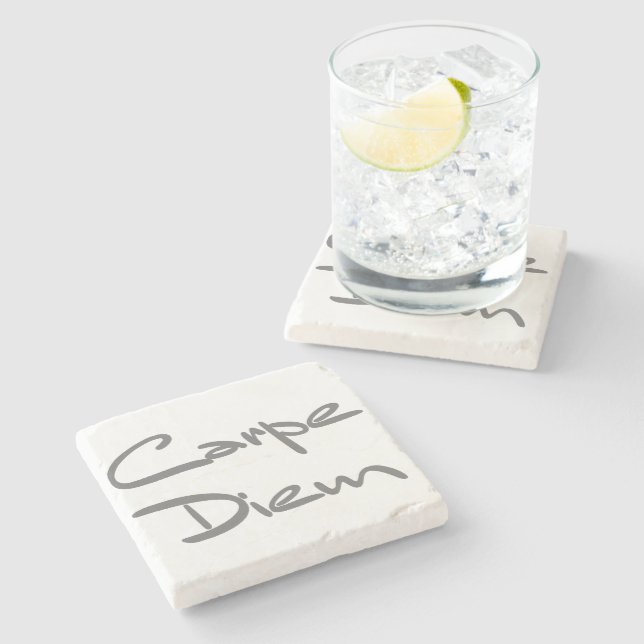 CARPE DIEM Modern Cool Text Stone Coaster (Side)